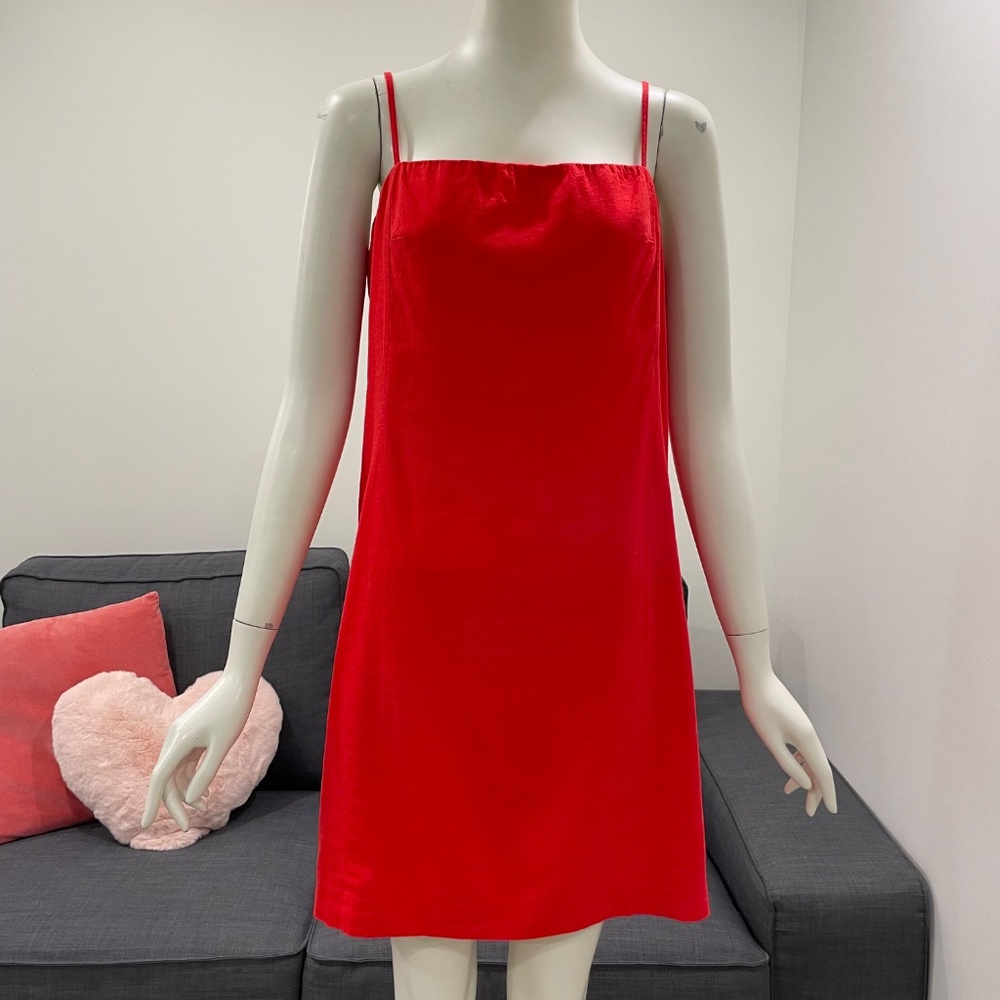 NWT GAP Linen-Blend Mini Dress Size Large Slipper Red